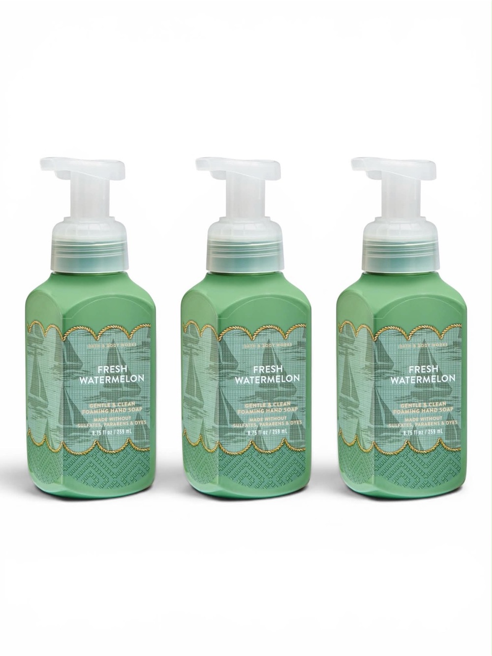 Bath & Body Works Fresh Watermelon Foaming Hand Soap Set 3pc Gentle Formula New